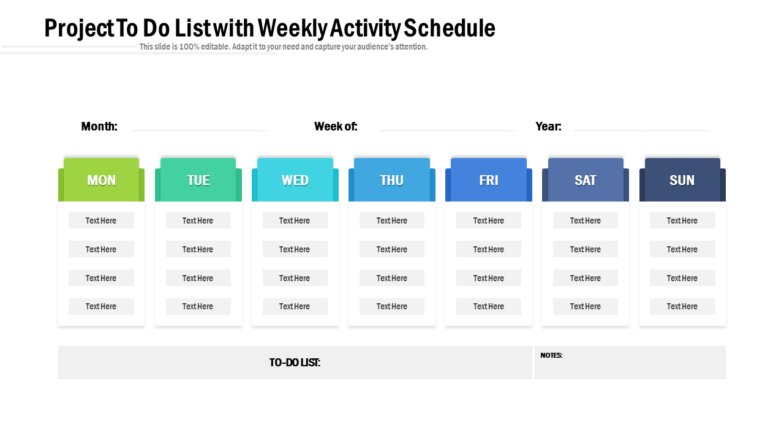 Project To Do List with Weekly Activity Schedule PPT Template