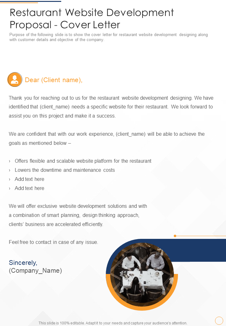 Restaurant Website Development Proposal Cover Letter One-Pager Sample Example Document
