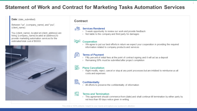Statement of Work and Contract for Marketing Tasks Automation Services Template