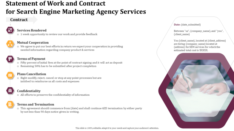 Statement of Work and Contract for Search Engine Marketing Agency Services Template
