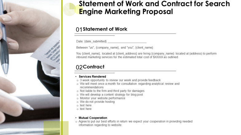 Statement of Work and Contract for Search Engine Marketing Proposal Template