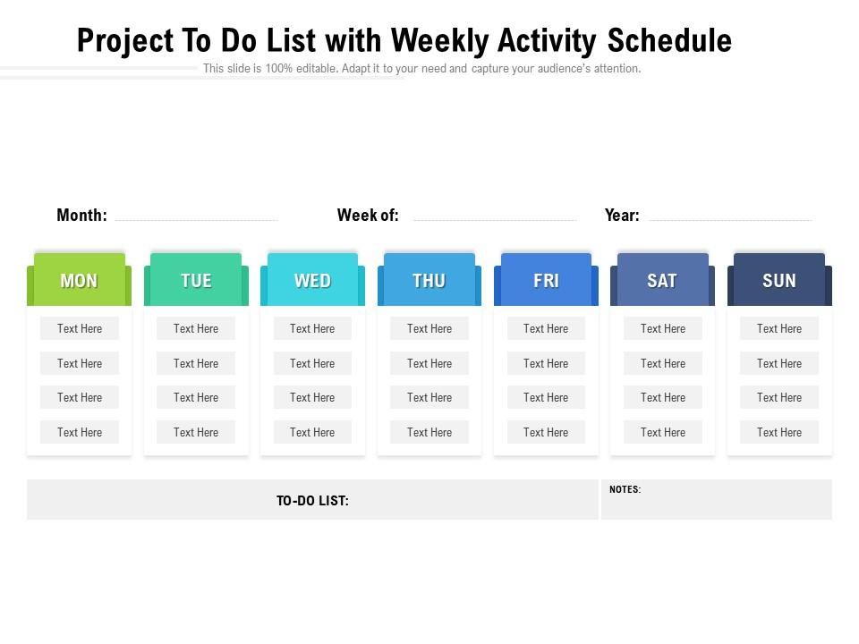 To Do Checklist With Weekly-Activity Schedule PPT Template