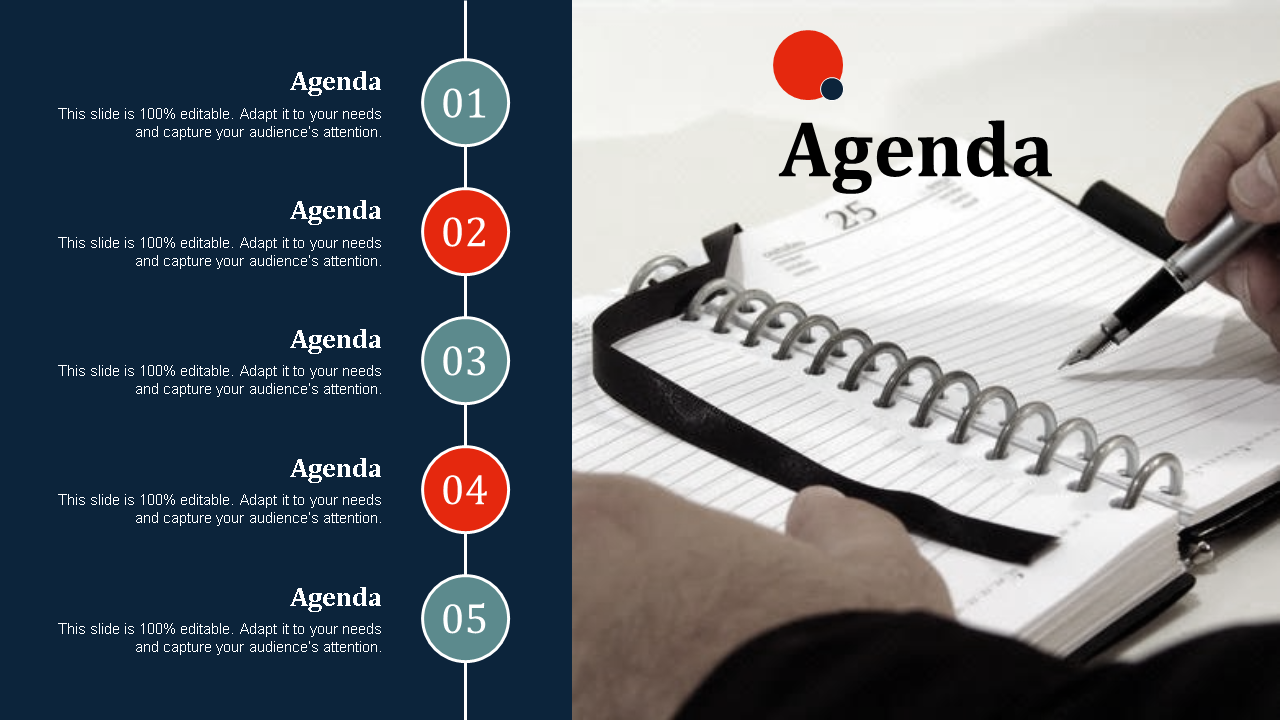 agenda ppt slides inspiração wd 