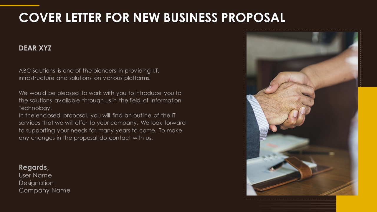 Cover letter for new business proposal ppt summary sample