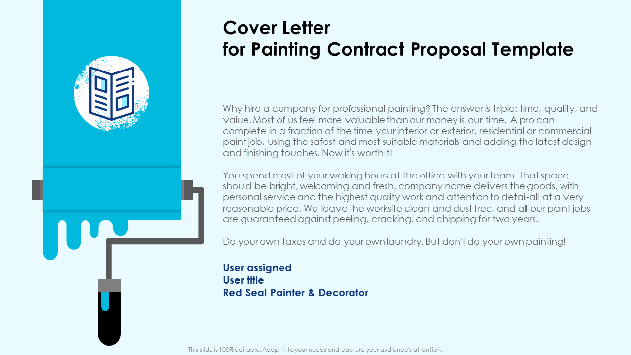 Cover letter for painting contract proposal template ppt powerpoint model styles