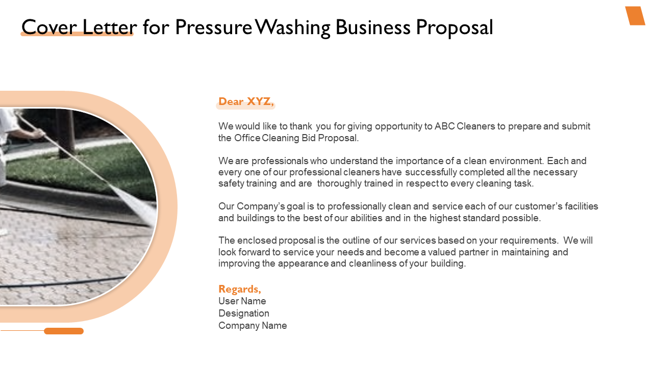 Cover letter for pressure washing business proposal ppt powerpoint presentation deck