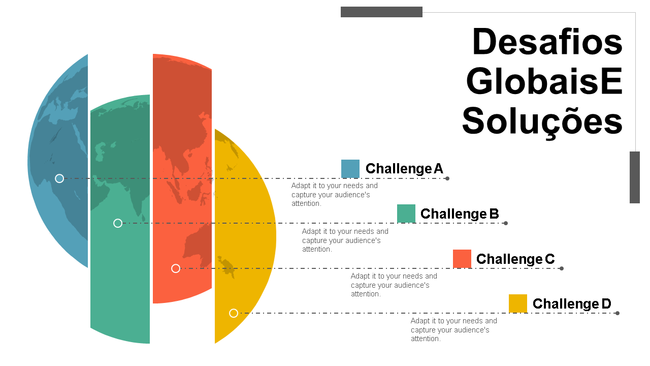 desafios e soluções globais design de slides powerpoint wd 