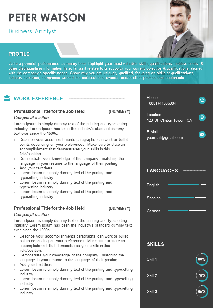 example format of cv for job application wd