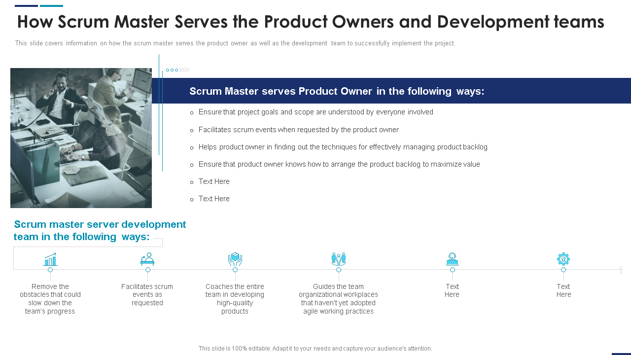 how scrum master serves the product owners anddevelopment teams scrum master roles wd 