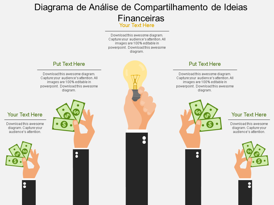 ppt diagrama de análise de compartilhamento de idéias financeiras design plano de powerpoint 