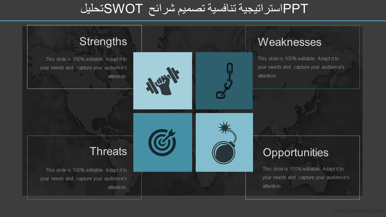 تحليل SWOT للاستراتيجية التنافسية ppt تصميم الشرائح WD 
