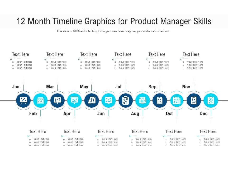 12-month Timeline Graphics for Product Manager Skills Infographic Template