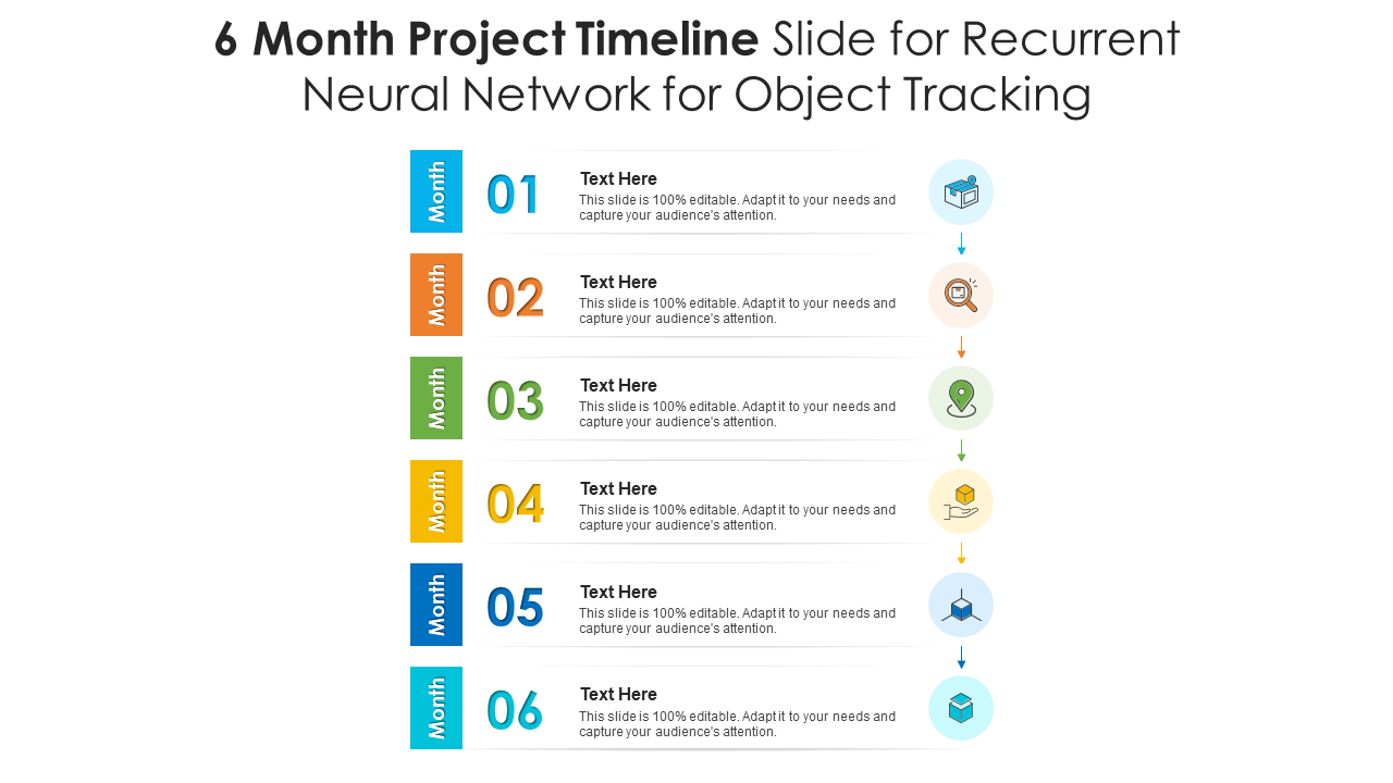 6 Month Project Timeline Slide for Recurrent Neural Network for Object Tracking PPT Template