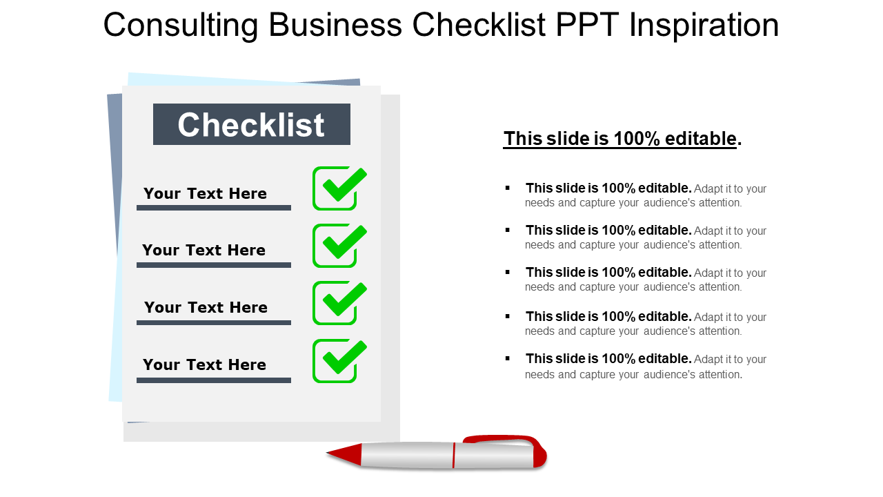 Consulting Business Checklist PPT Inspiration PPT Template