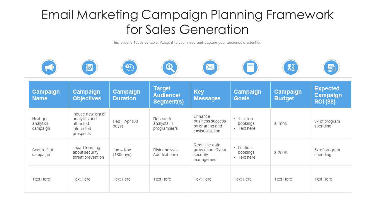 Email Marketing Campaign Planning Framework Template for Sales Generation