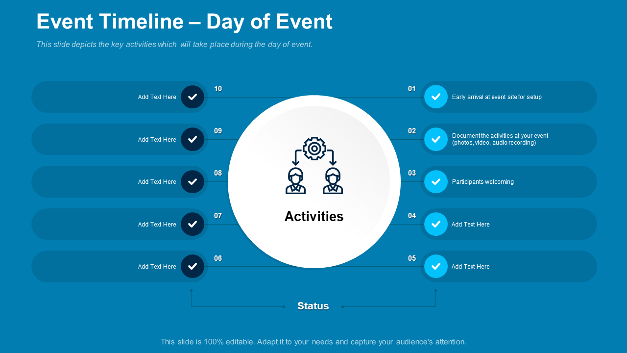 Event Timeline For The Day of Event Presentation Template