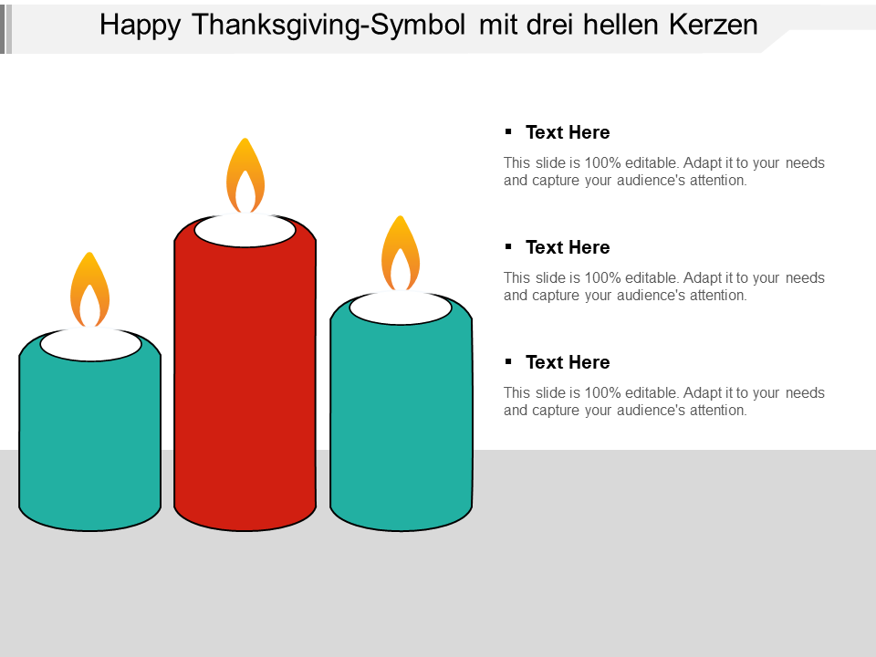 Happy Thanksgiving-Symbol mit drei hellen Kerzen 