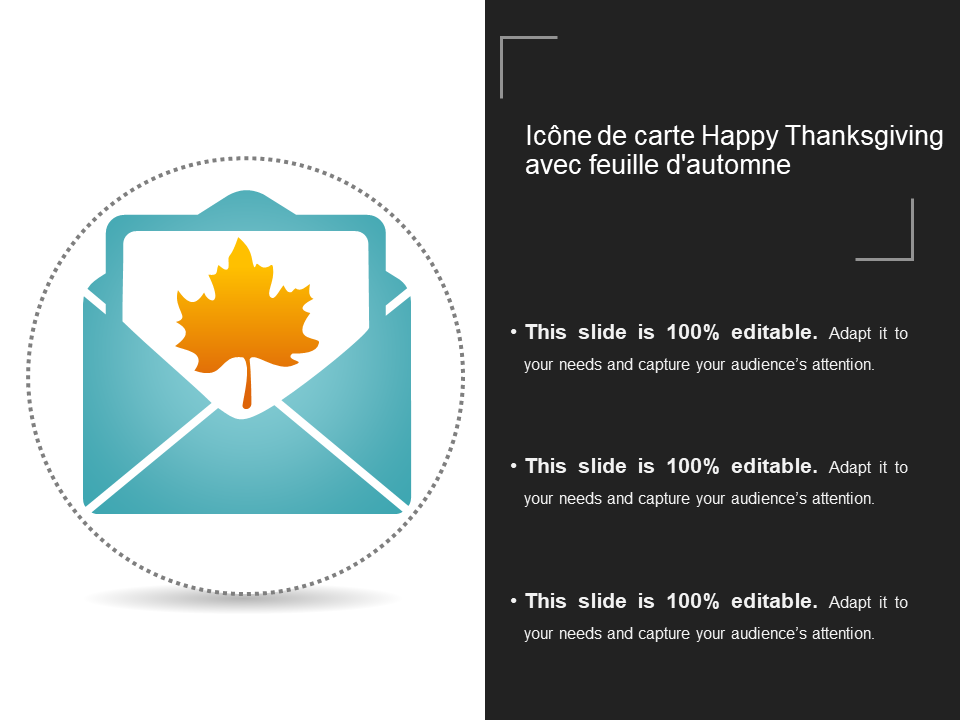 Icône de carte Happy Thanksgiving avec feuille d'automne 