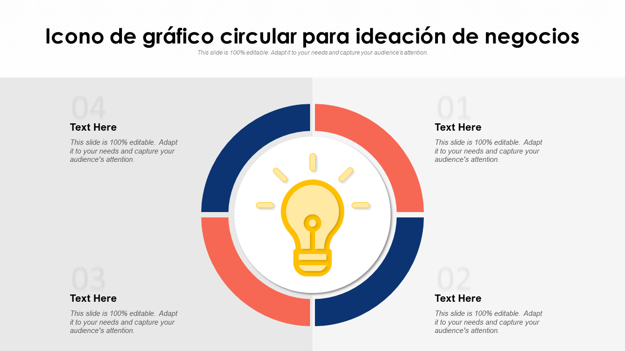 Icono de gráfico circular para ideación de negocios 