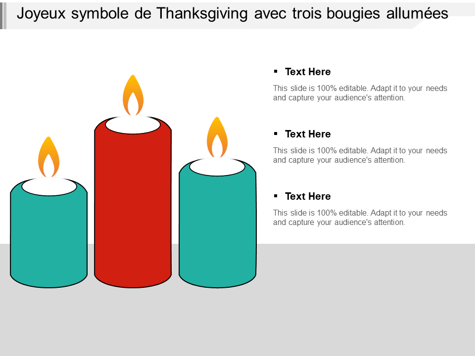 Joyeux symbole de Thanksgiving avec trois bougies allumées 