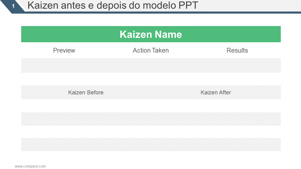 Kaizen antes e depois do modelo PPT 