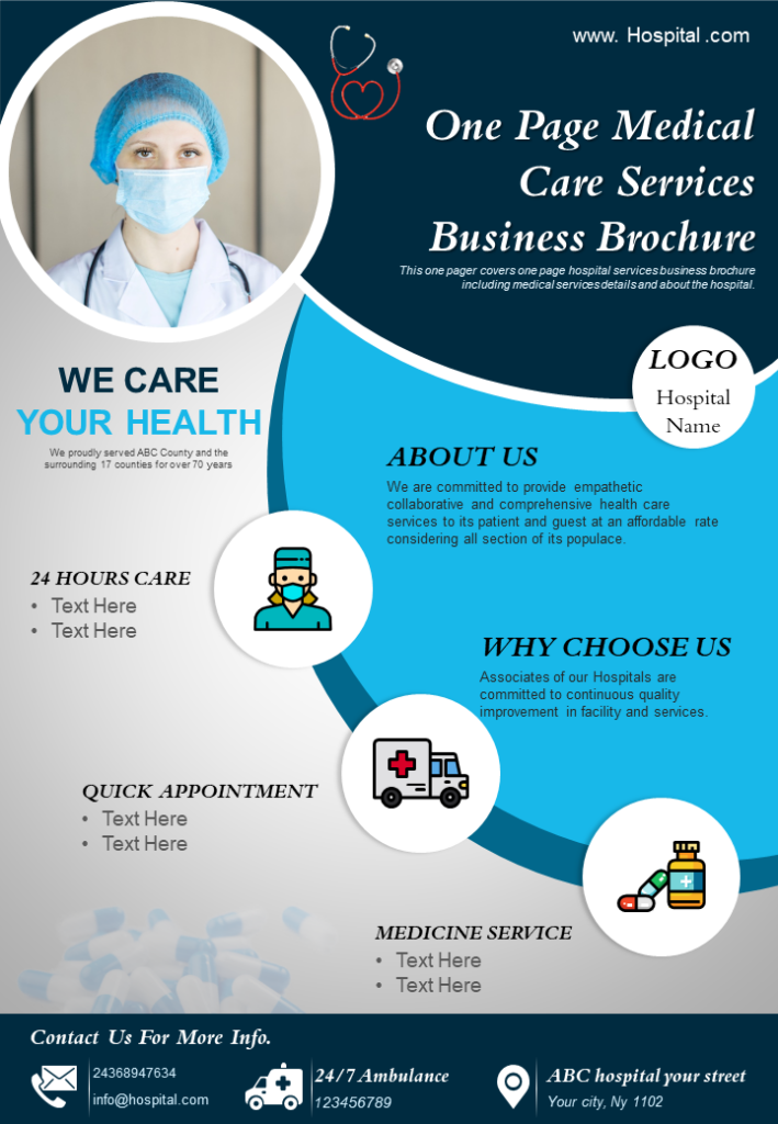 One-page Medical Services Brochure PPT Slide