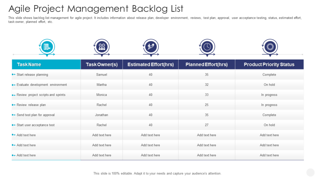 Project Backlog List PPT Template
