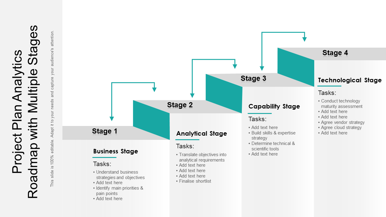 Project Plan Analytics Roadmap with Multiple Stages