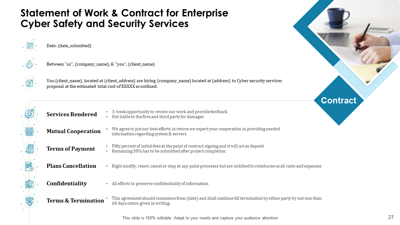Statement of Work & Contract Template For Cyber Security Proposal 