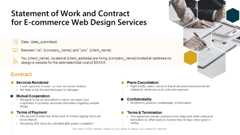 Statement of Work and Contract for E-commerce Web Design Services PPT Template