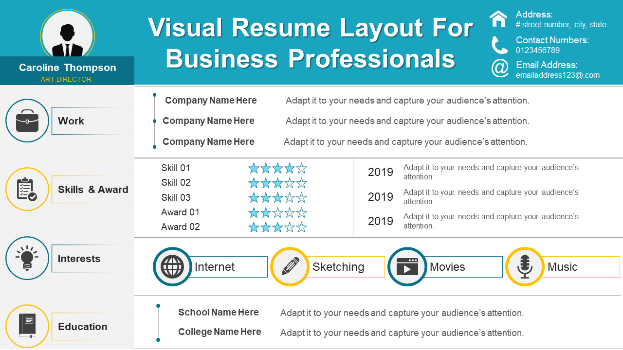 Visual Resume Layout For Business Professionals