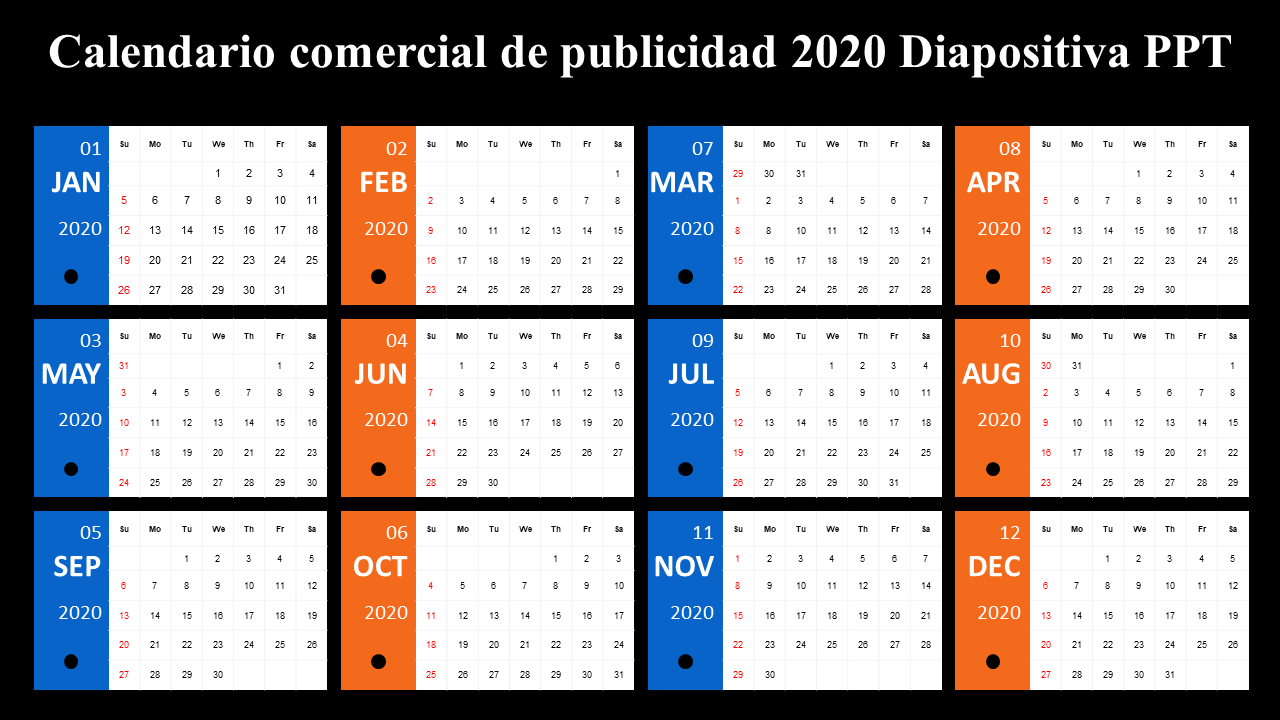 calendario comercial publicitario 2020 ppt slide wd