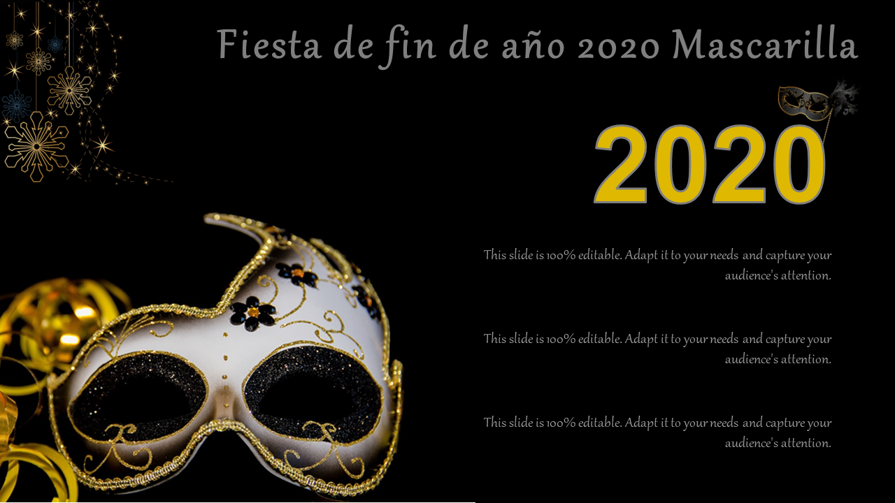 nochevieja 2020 fiesta máscara ppt fondos wd
