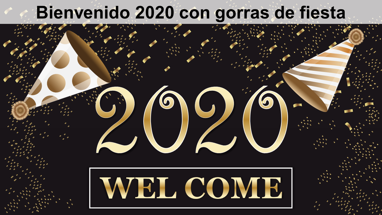 bienvenido 2020 con party caps ppt powerpoint introducción wd
