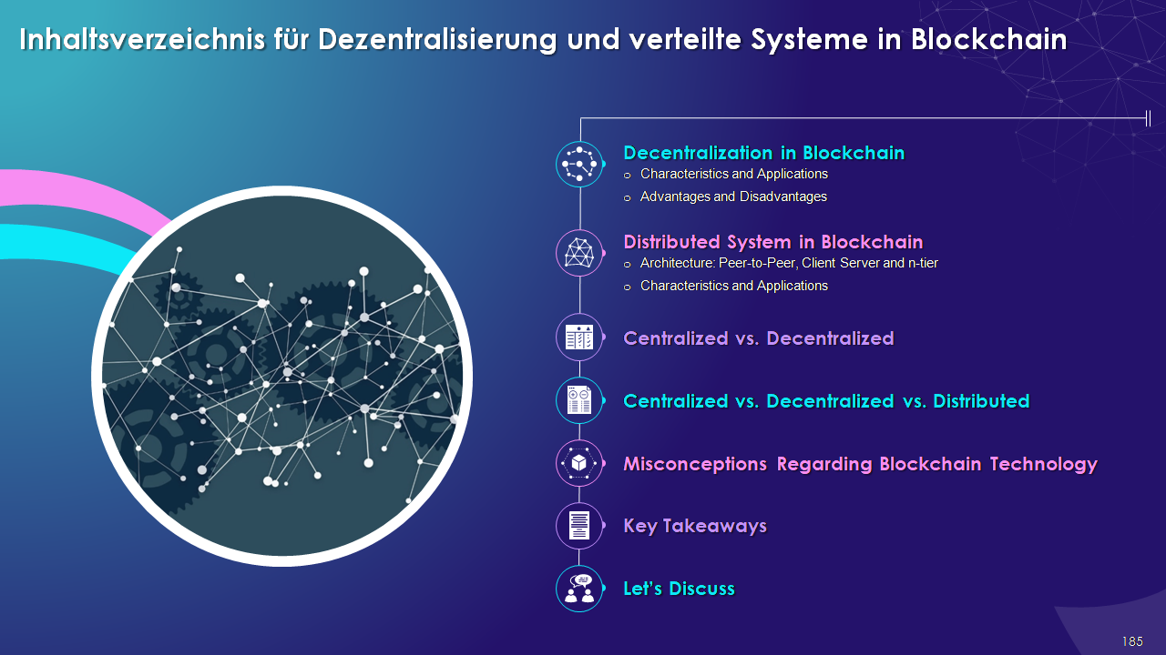 Inhaltsverzeichnis für Dezentralisierung und verteilte Systeme in Blockchain
