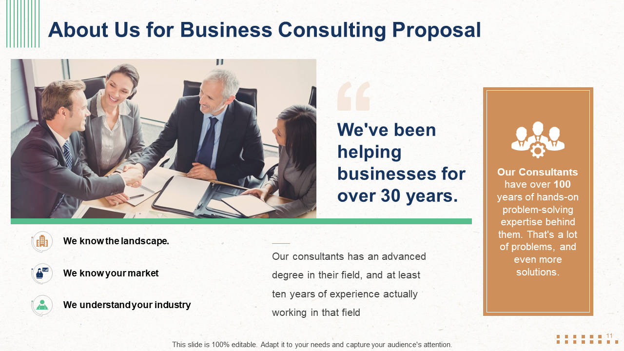 About Us Template For Business Consulting Proposal