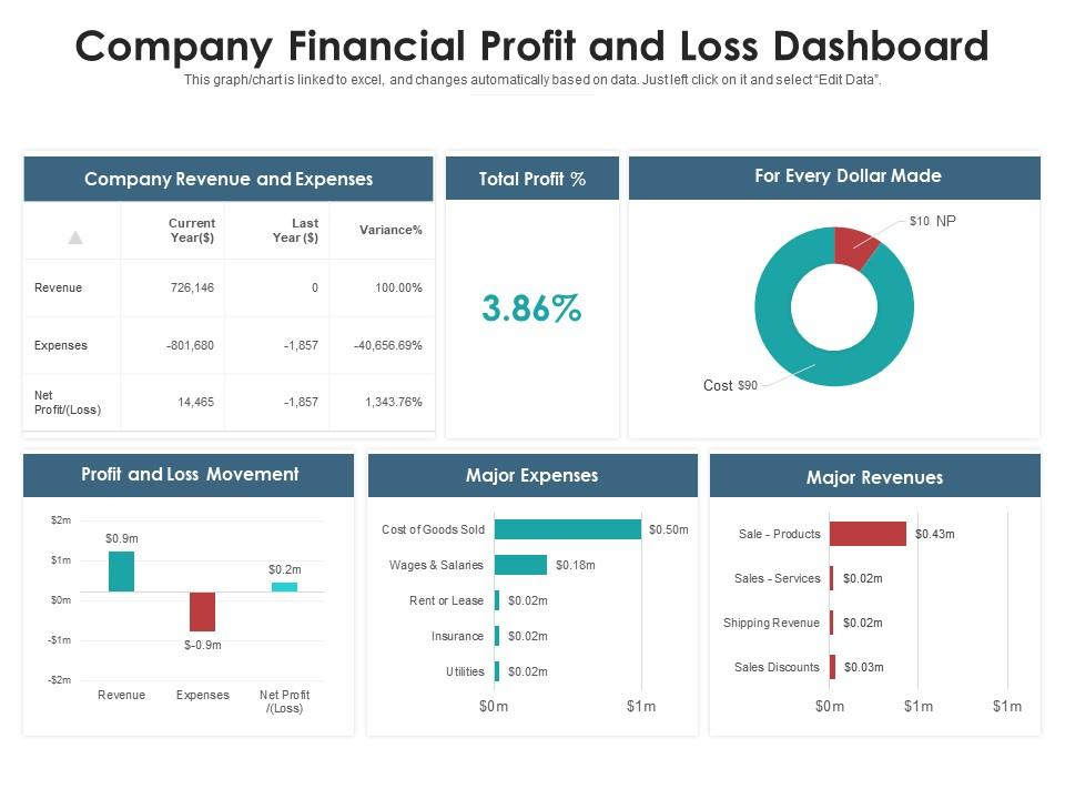 Company Financial Profit and Loss Dashboard