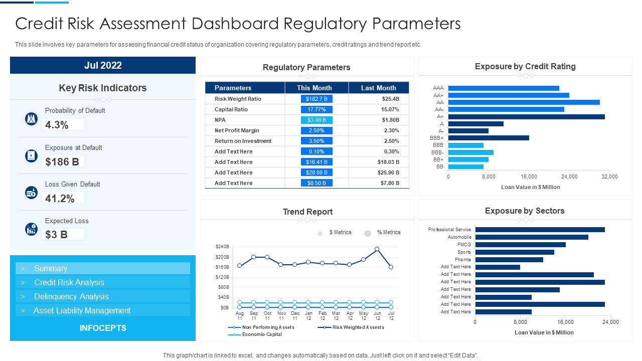 Credit Dashboard With Risk Assessment Regulatory Parameters Template