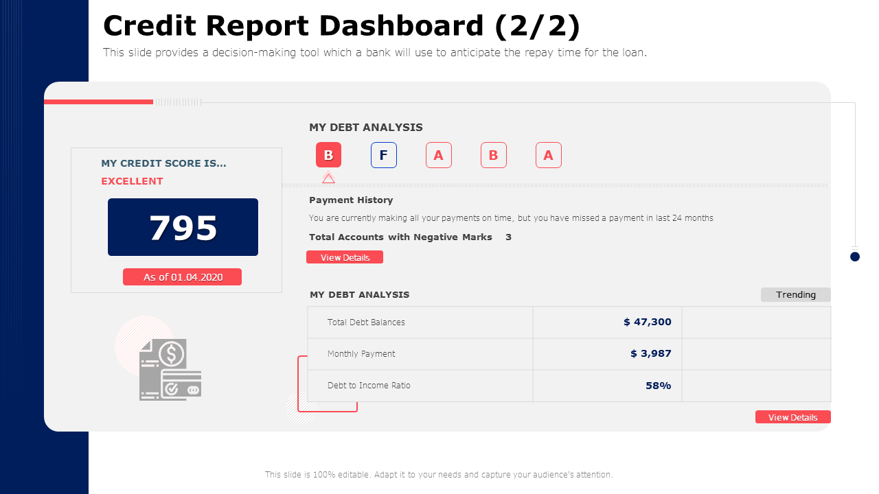 Credit Report Dashboard Analysis Presentation Template