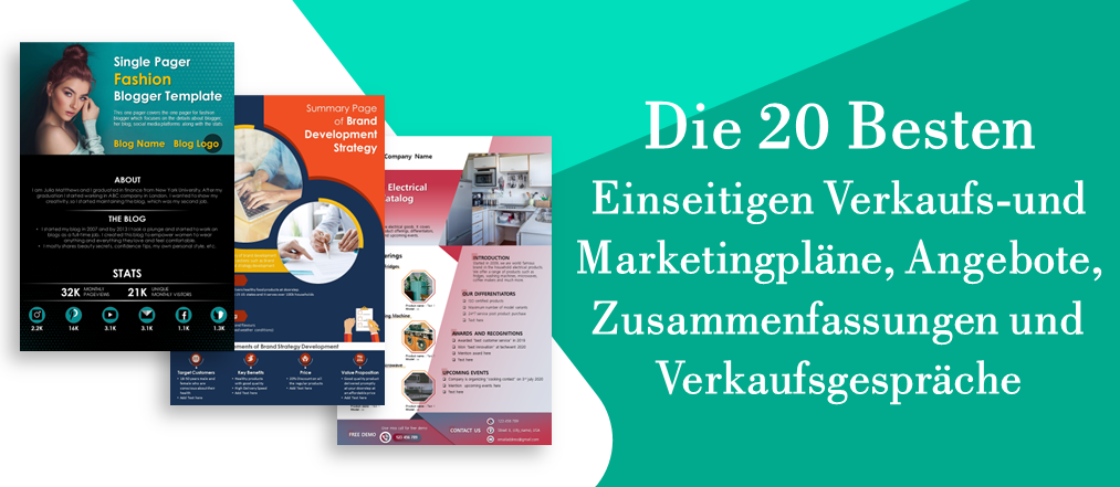 Unsere 20 besten Verkaufs- und Marketingpläne auf einer Seite, Vorschläge, Zusammenfassungen und Verkaufsgespräche