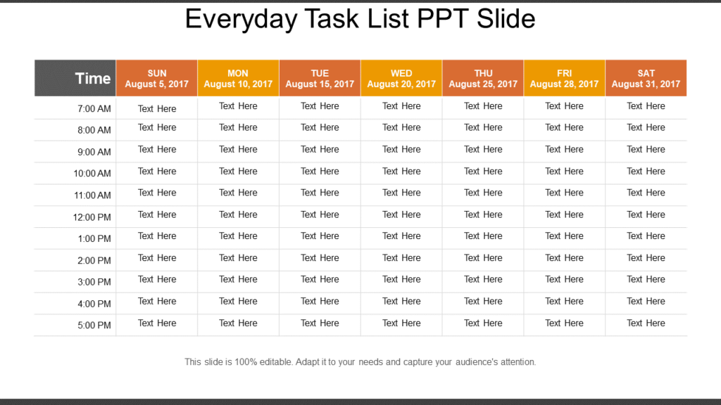Everyday Task List PowerPoint Slide