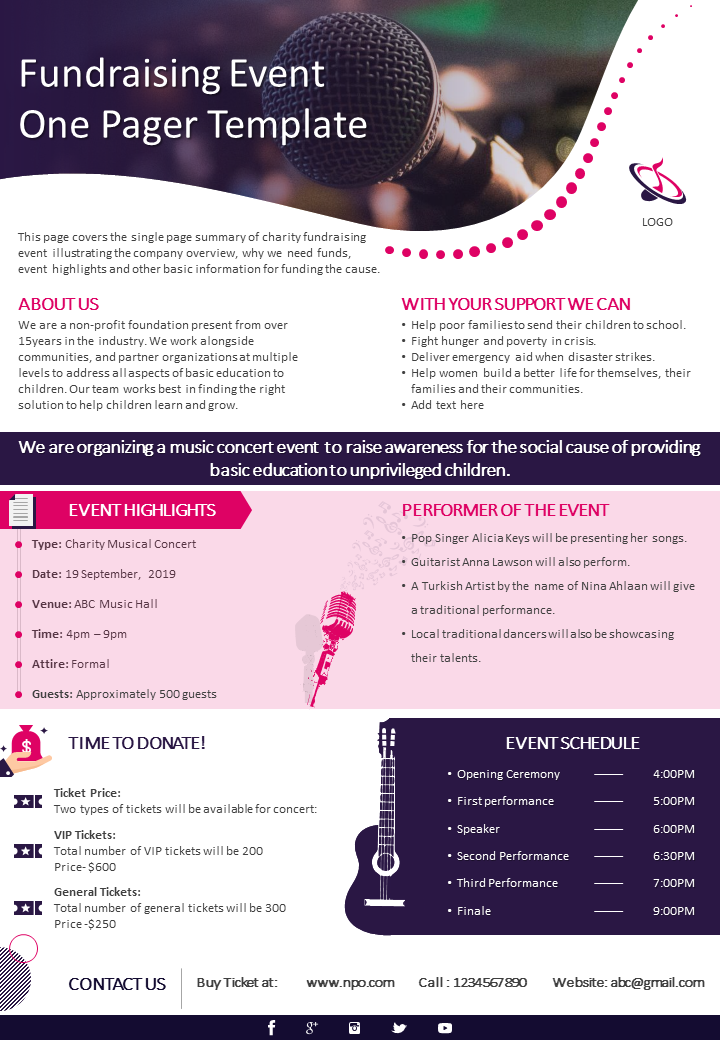 Fundraising Event One Pager Template
