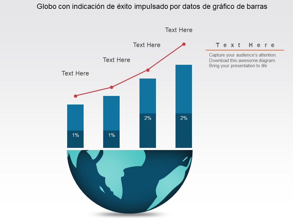 Globo con indicación de éxito impulsado por datos de gráfico de barras 