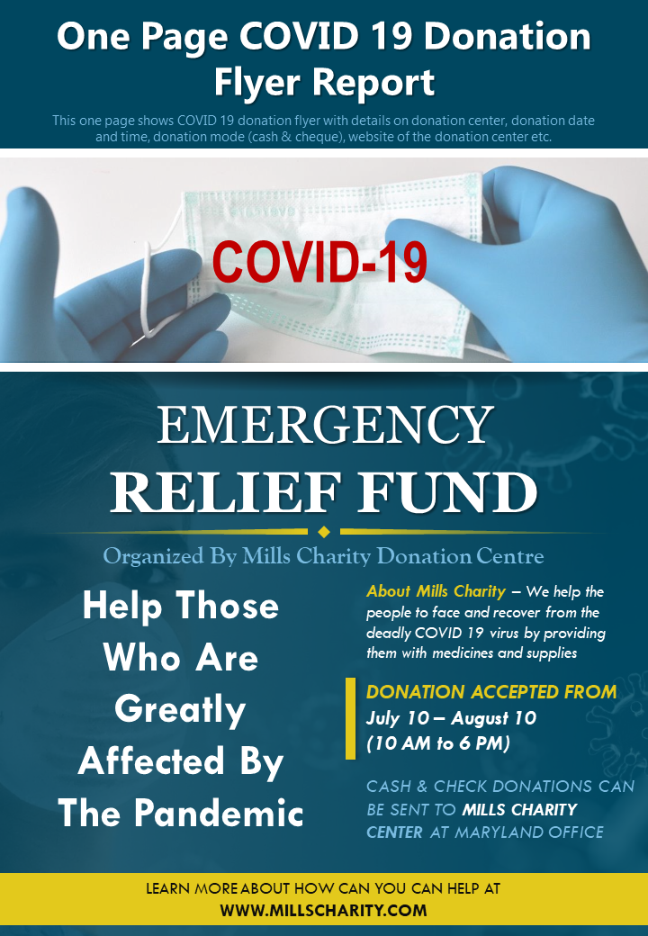 One Page COVID 19 Donation Flyer Report PPT Template