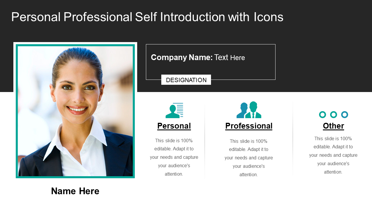 Personal Professional Self Introduction with Icons
