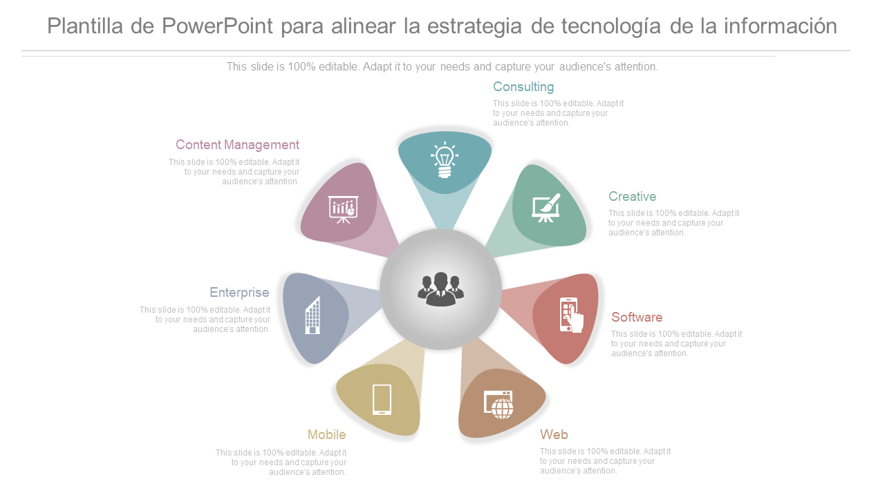 Plantilla de PowerPoint para alinear la estrategia de tecnología de la información 