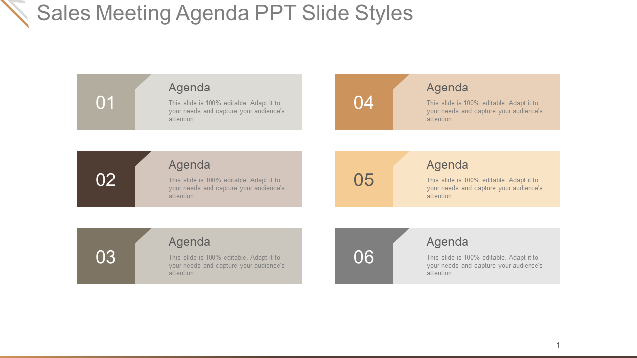 Sales Meeting Agenda PPT Slide Styles