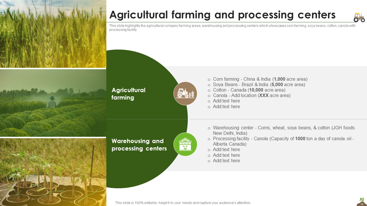 Agriculture Farming and processing centers