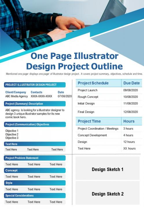 Template 3- One-Page Illustrator Design Project Outline Presentation Report Template