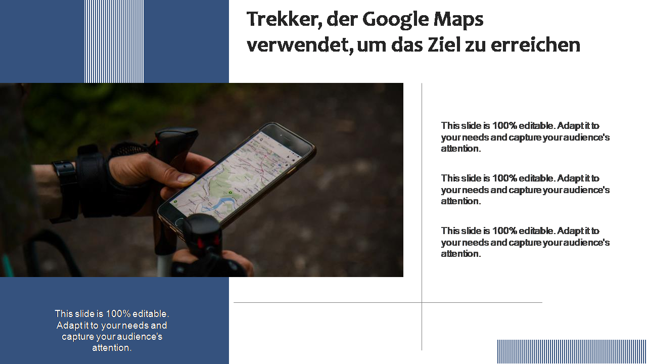 Trekker, der Google Maps verwendet, um das Ziel zu erreichen